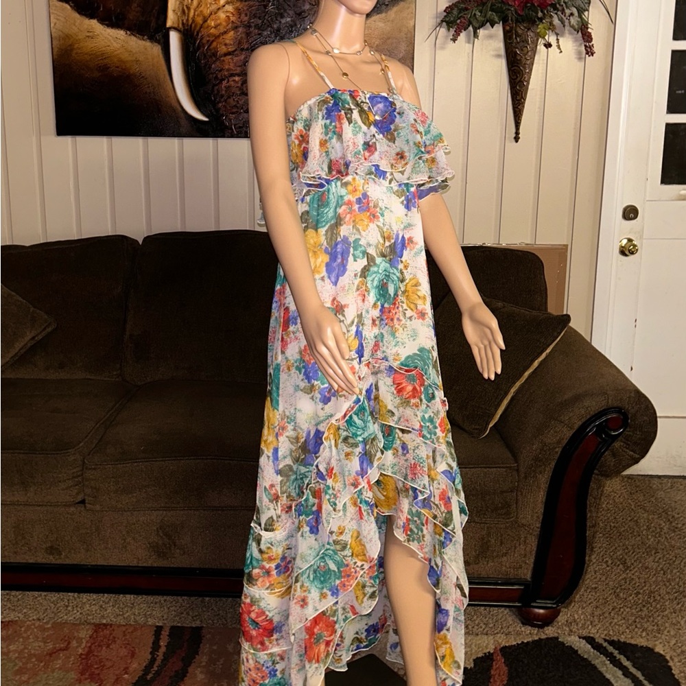Milly ~ Women’s Medium ~ Multi-Colors ~ Floral ~ Maxi ~ Asymmetrical ~ Dress - Picture 14 of 16